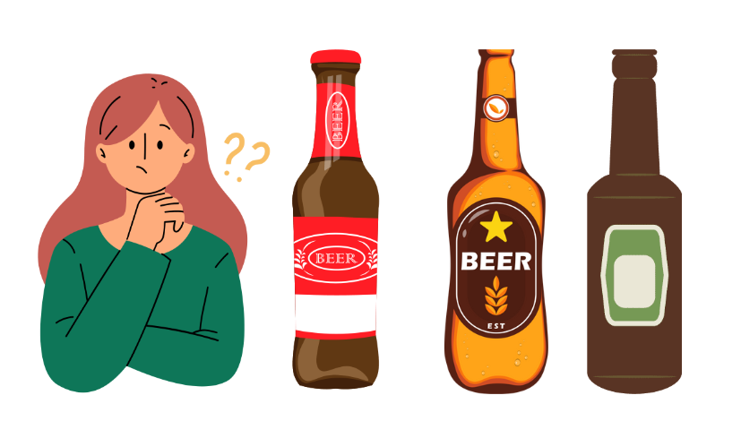 ビールの違いを考えて疑問になっている女性