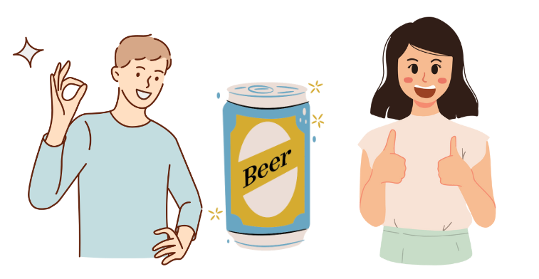ビールがうまいと感じている男性と女性